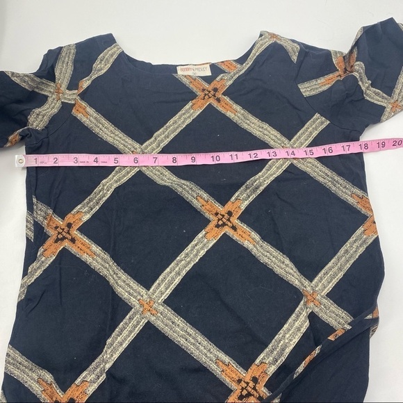 Bombay Paisley cotton linen lace hem short sleeved shift dress M - Picture 8 of 10